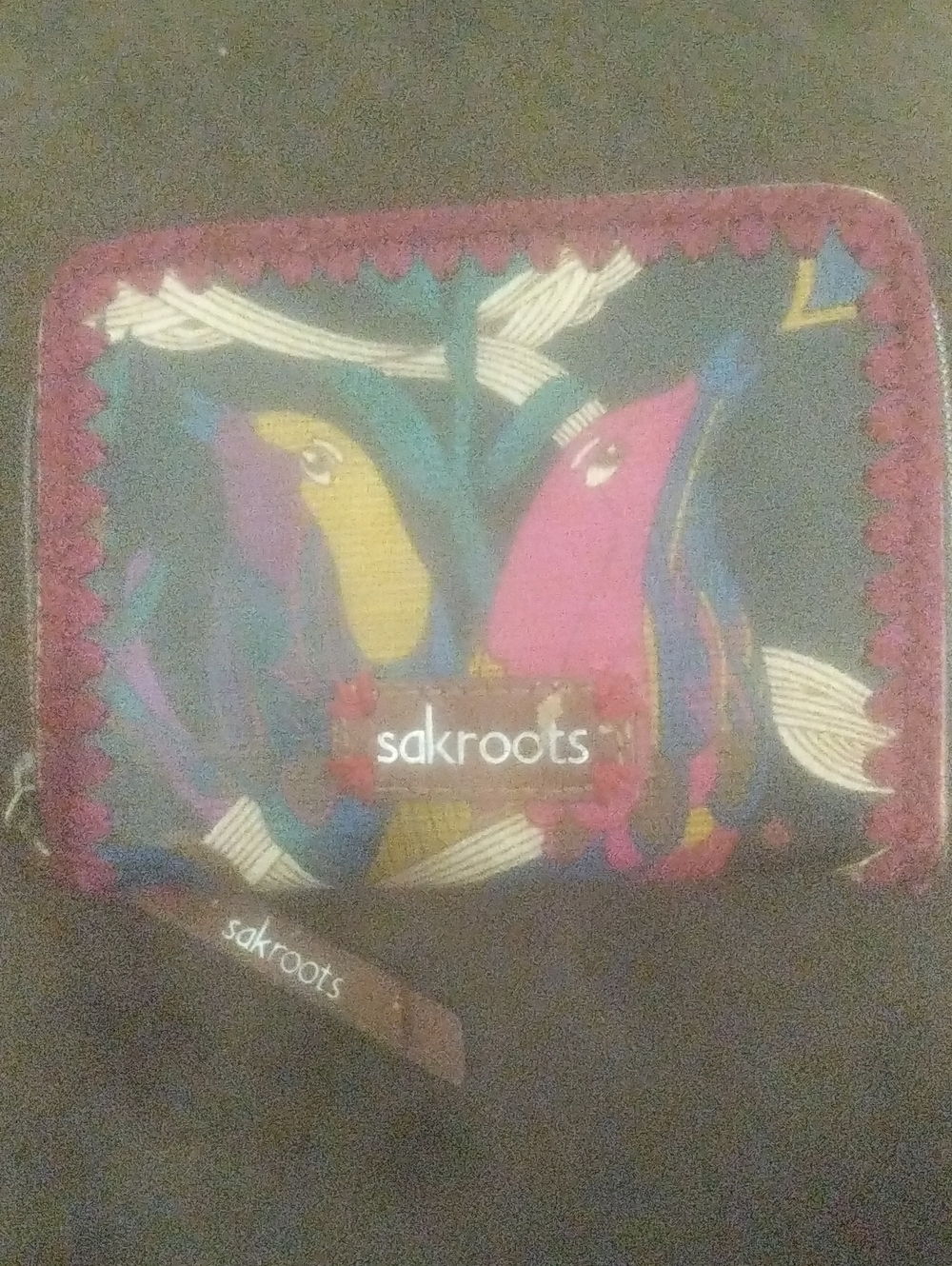 Sakroots Pink Yellow Blue Bird Zip Wallet